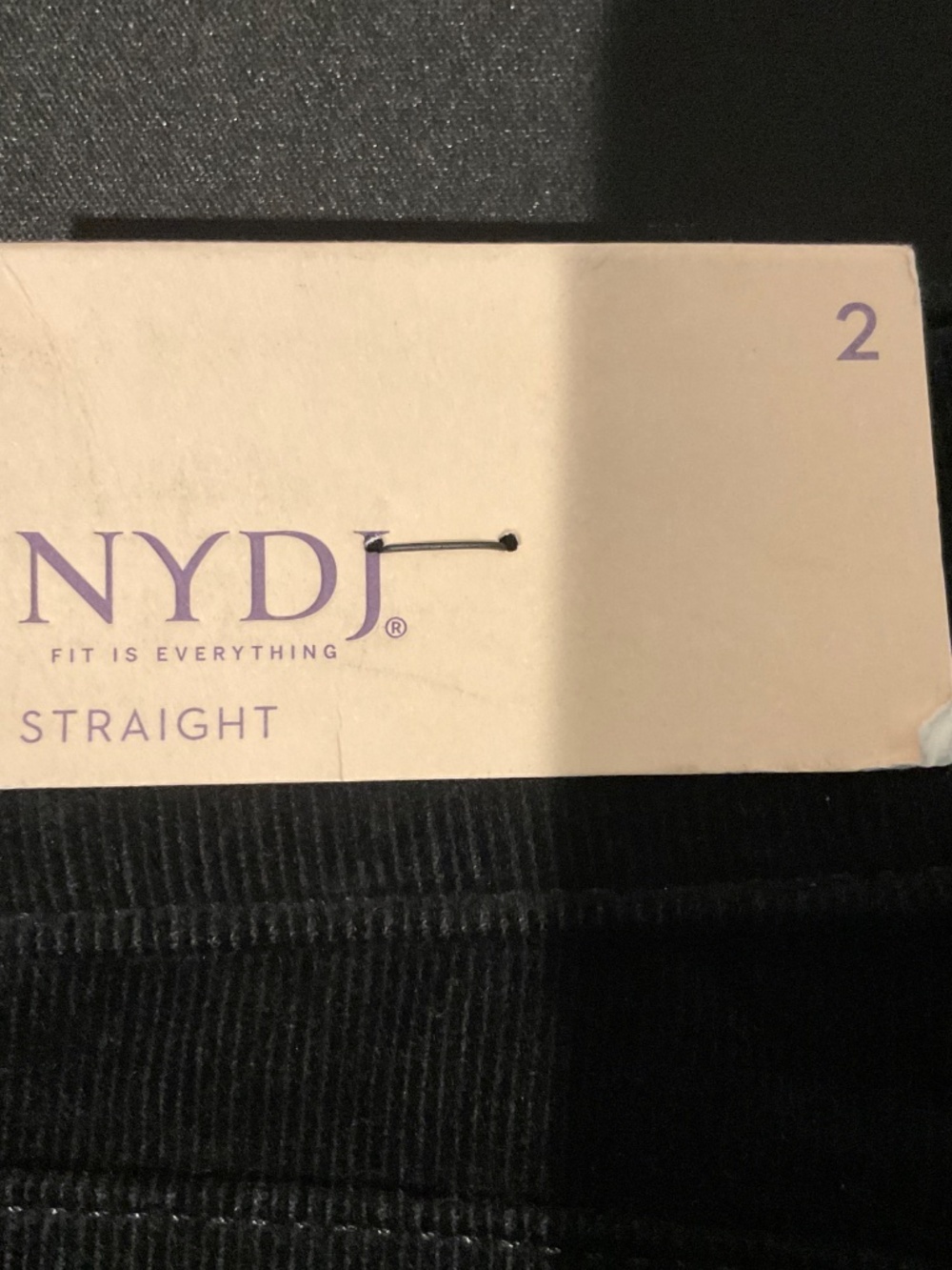 NWT NYDJ Marilyn Straight Jeans Black Corduroy size 2 - Picture 5 of 8